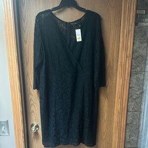 Lane Bryant Black Sheath Dress V-neck 3/4 Sleeve